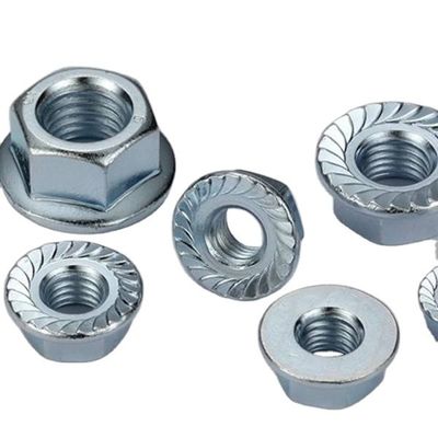 Nozes de flange hexadecimal galvanizadas de aço carbono para a indústria pesada de acordo com a norma DIN
