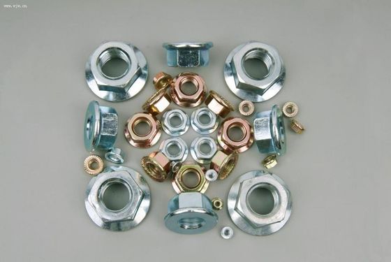 Nozes de flange hexadecimal galvanizadas de aço carbono para a indústria pesada de acordo com a norma DIN