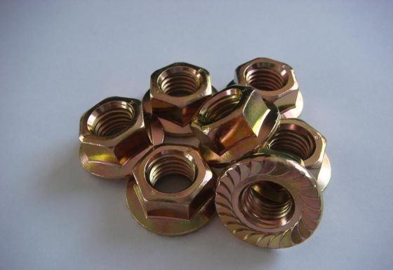 Nozes de flange hexadecimal galvanizadas de aço carbono para a indústria pesada de acordo com a norma DIN