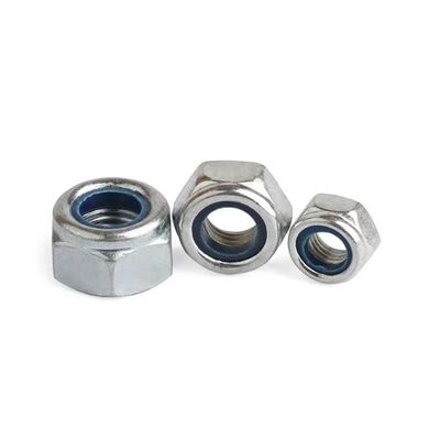Nozes de bloqueio de nylon de flange hexadecimal de metal tipo DIN985 para aplicações de fixação na indústria pesada