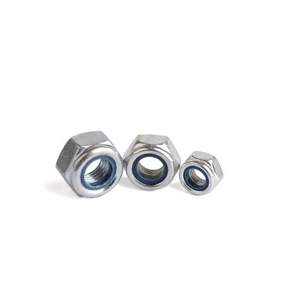 Nozes de bloqueio de nylon de flange hexadecimal de metal tipo DIN985 para aplicações de fixação na indústria pesada