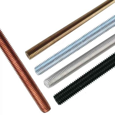 Aço inoxidável de latão 304 316 A2 A4 Gr 4.8 8.8 Plain Black Zinc Plated HDG DIN975 DIN976 Threaded Rod M4-M48
