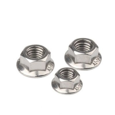 304 M8 Hex Lock Din6923 Self Locking Hexagon Flange Nut com tratamento de superfície plana
