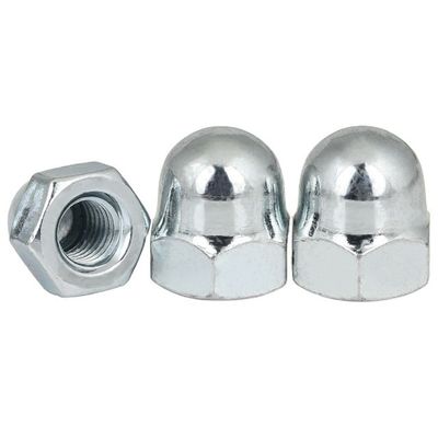 Fornecimento direto DIN1587 Amêndoas de tampa hexagonal em níquel galvanizado branco azul zincado