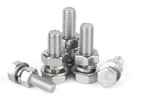 Grade de construção SUS304 Ferro inoxidável cabeça hexadeca parafusos e porcas Din933 para construção