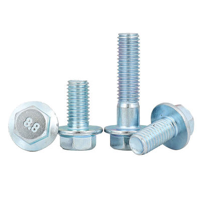 Parafusos de flange de cabeça hexagonal externa galvanizados de aço carbono de alta resistência DIN6921 grau 8.8
